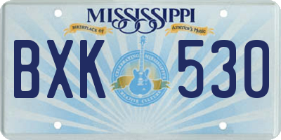MS license plate BXK530