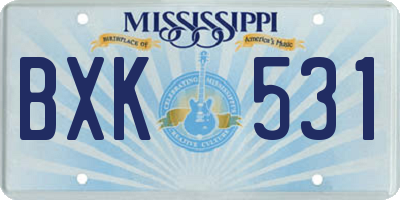 MS license plate BXK531