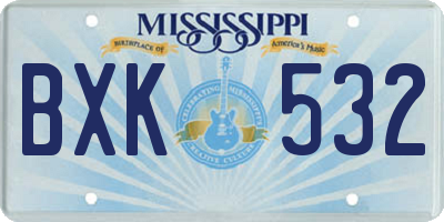MS license plate BXK532
