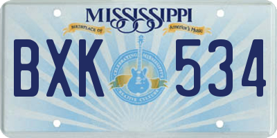MS license plate BXK534