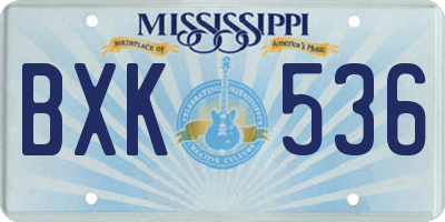 MS license plate BXK536