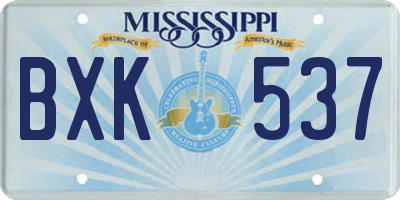 MS license plate BXK537