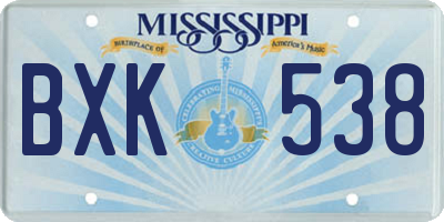 MS license plate BXK538