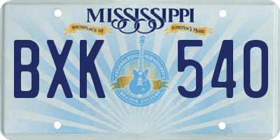 MS license plate BXK540
