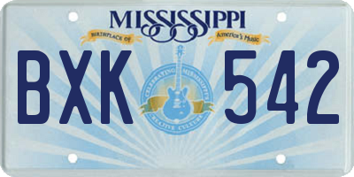 MS license plate BXK542