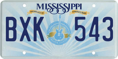 MS license plate BXK543