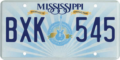 MS license plate BXK545