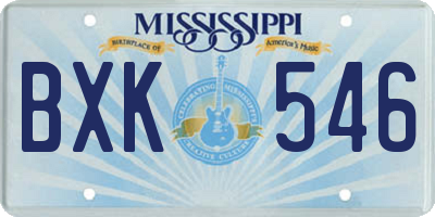 MS license plate BXK546