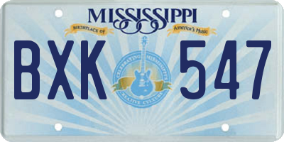 MS license plate BXK547