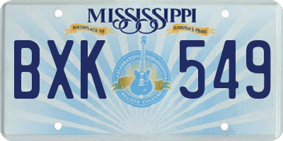 MS license plate BXK549