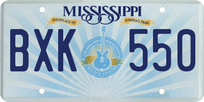 MS license plate BXK550