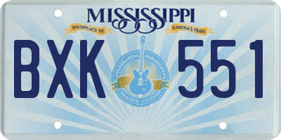 MS license plate BXK551