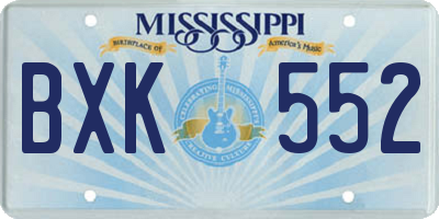 MS license plate BXK552