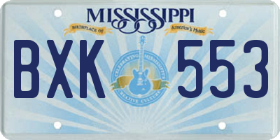 MS license plate BXK553
