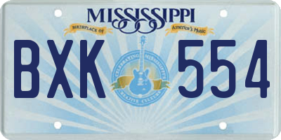 MS license plate BXK554