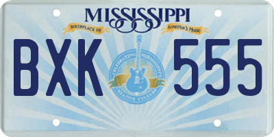 MS license plate BXK555
