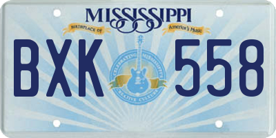 MS license plate BXK558