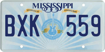 MS license plate BXK559