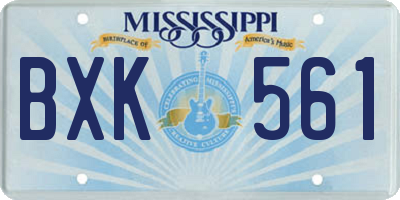 MS license plate BXK561