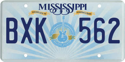 MS license plate BXK562
