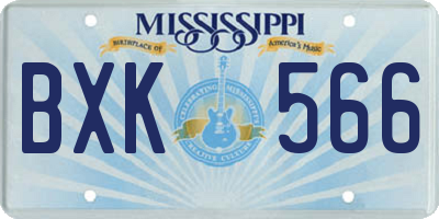 MS license plate BXK566