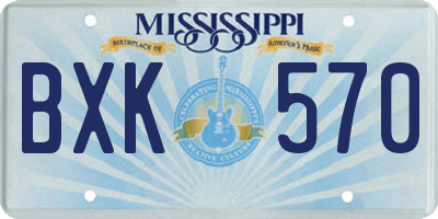 MS license plate BXK570