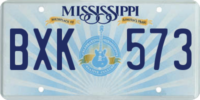 MS license plate BXK573