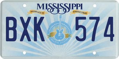 MS license plate BXK574