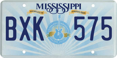 MS license plate BXK575