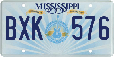 MS license plate BXK576