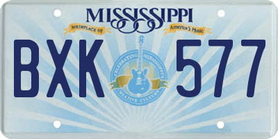 MS license plate BXK577