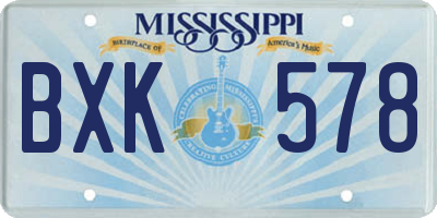 MS license plate BXK578