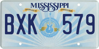 MS license plate BXK579