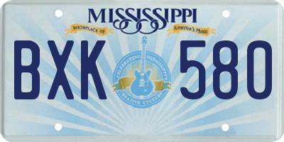 MS license plate BXK580