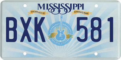 MS license plate BXK581