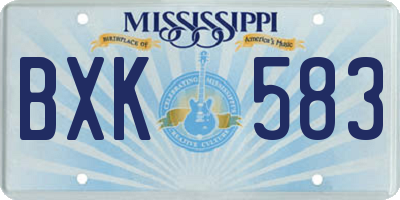 MS license plate BXK583