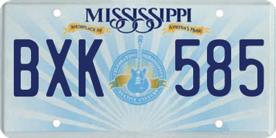 MS license plate BXK585