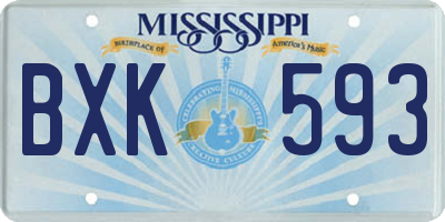 MS license plate BXK593