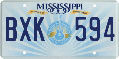 MS license plate BXK594