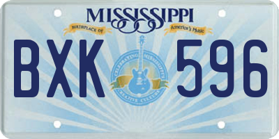 MS license plate BXK596