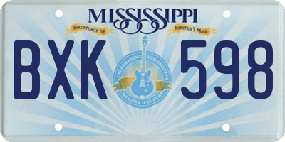 MS license plate BXK598