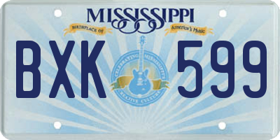 MS license plate BXK599