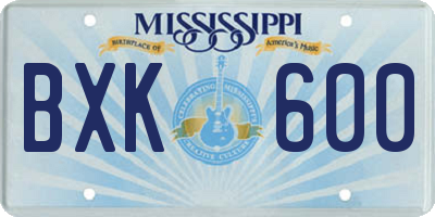MS license plate BXK600