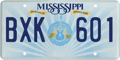 MS license plate BXK601