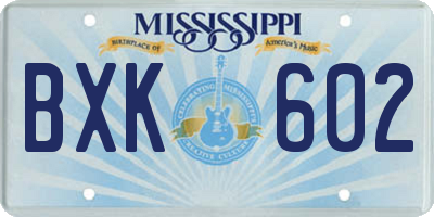 MS license plate BXK602