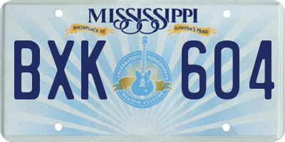 MS license plate BXK604