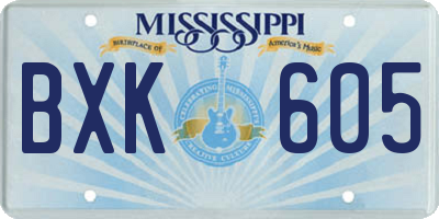 MS license plate BXK605