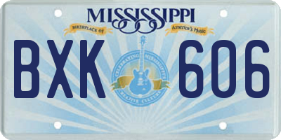 MS license plate BXK606