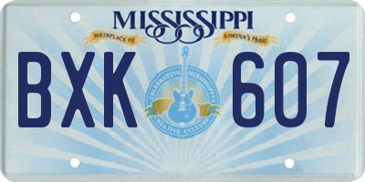 MS license plate BXK607