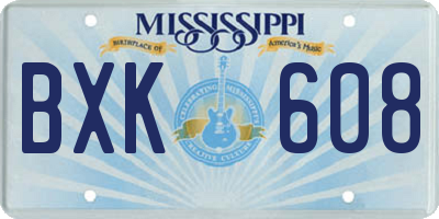 MS license plate BXK608